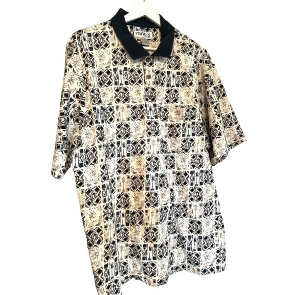 Mens XL Polo Shirt Bundle Penguin Sport Tropical Palm Geometric Golf Lot of 2 - Picture 2 of 5